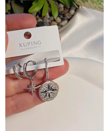 Zirkon Taşlı Silver Xuping Jewelry Üçlü Küpe