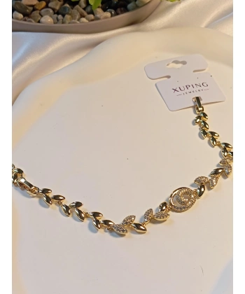 14 K Kaplama Xuping Jewelry Zirkon Taşlı Çiçek Detaylı Zarif Bileklik