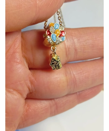 Uçan Ev Detaylı Çelik Kolye