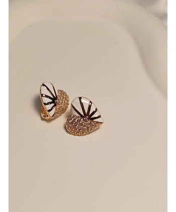 Beyaz Kalp Detaylı Xuping Jewelry Vip Küpe