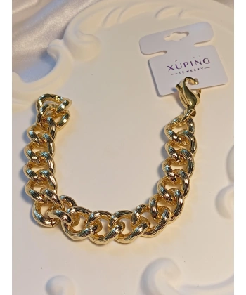 14 K Zincir Detaylı Xuping Jewelry Çelik Bileklik