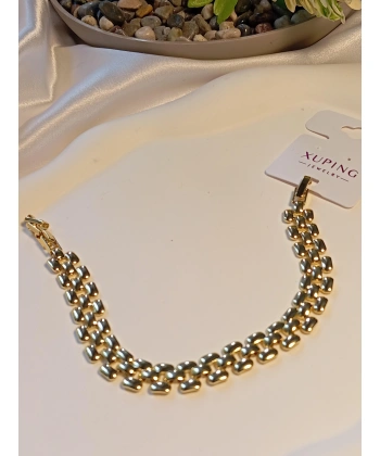 Xuping Jewelry 14 K Kaplama Hasır Zincir Desenli Bileklik