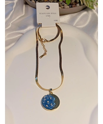 Gece Figürlü Çelik Kolye