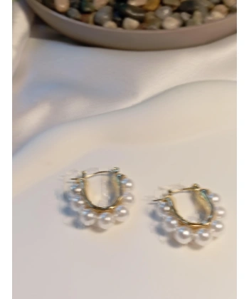 İnci Detaylı Şık Çelik Küpe