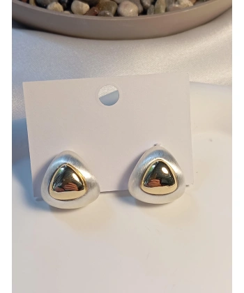 Üçgen Detaylı Sedefli Pirinç Küpe