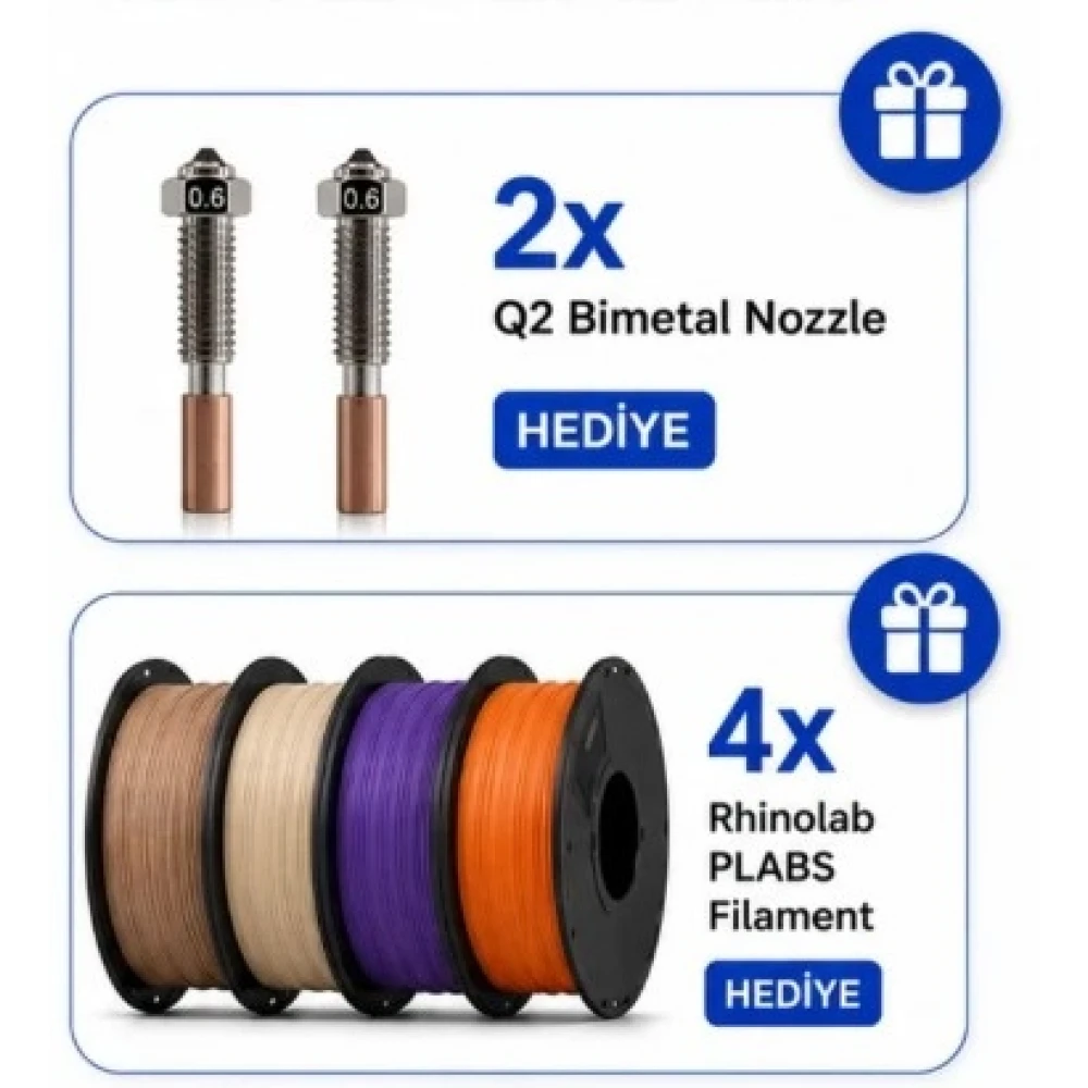 4 PLABS ve 2 Adet QIDI Q2 0.6 Nozzle