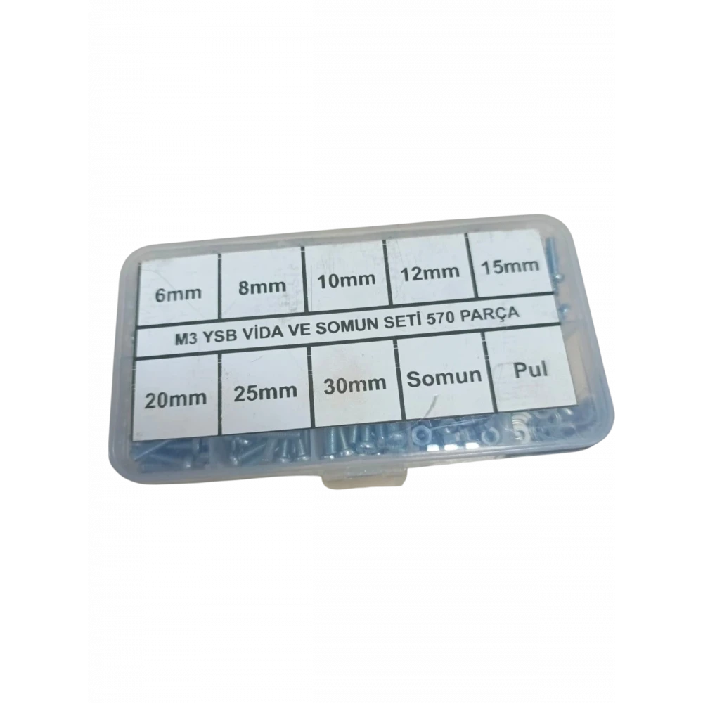 M3 YSB CİVATA VE SOMUN SETİ 570 PARÇA