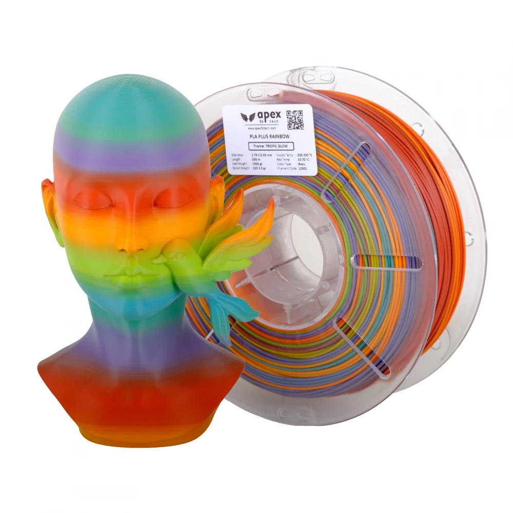 Apex3D Rainbow PLA Filament - Tropic Glow