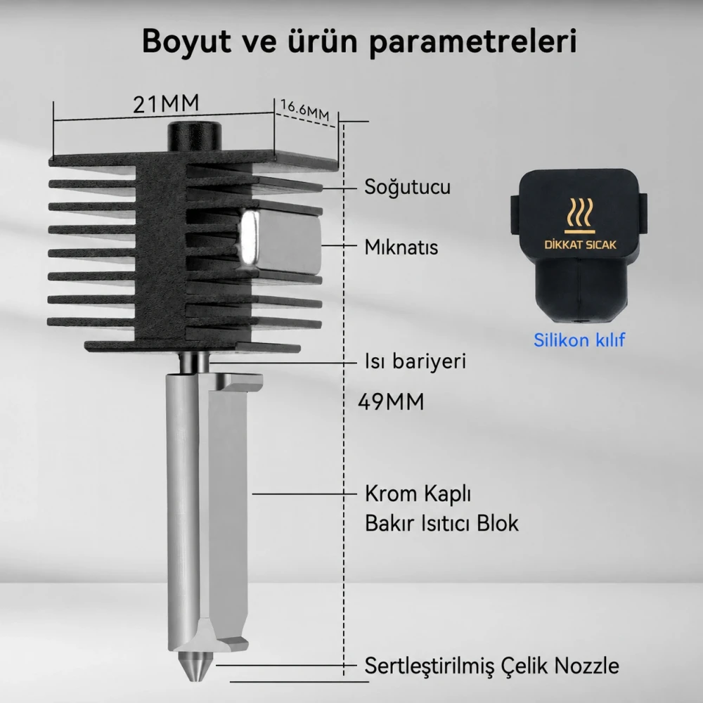 Bambu Lab A1 Serisi Uyumlu Hotend Kit 0.2mm