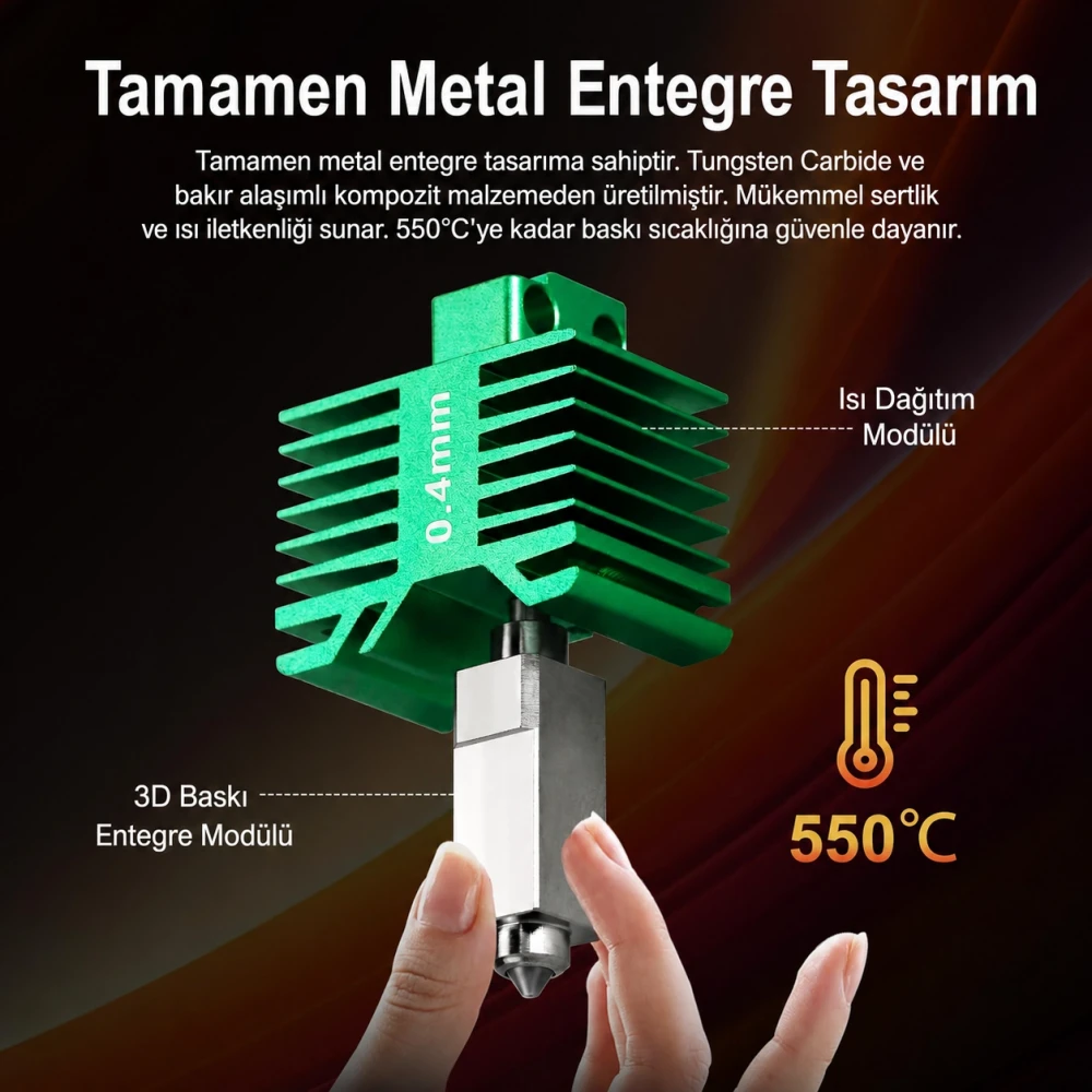 Bambu Lab X1/P1 Serisi Uyumlu Tungsten Carbide Nozullu Hotend 0.4mm