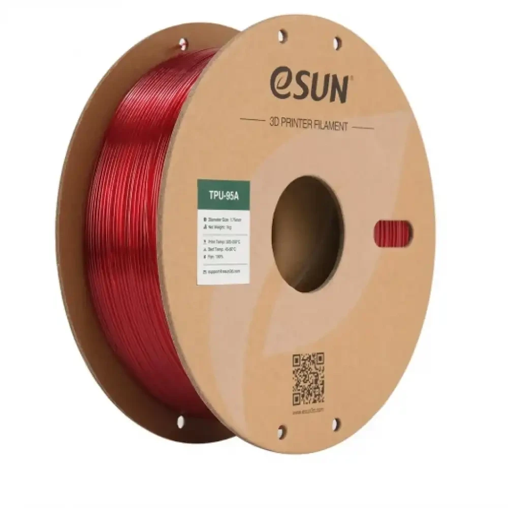 Esun eTPU-95A Filament - Transparent Red
