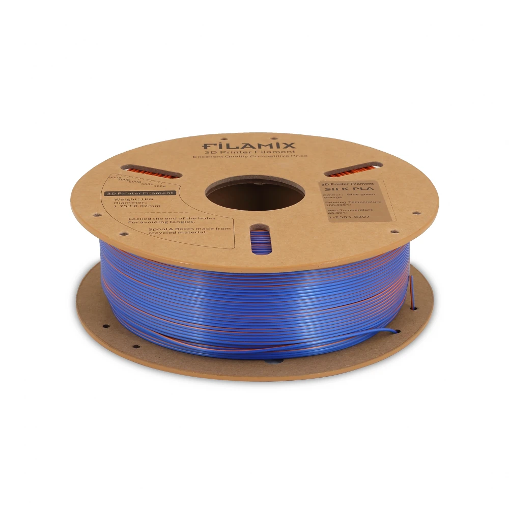 Filamix Silk PLA Filament - Blue Green Orange