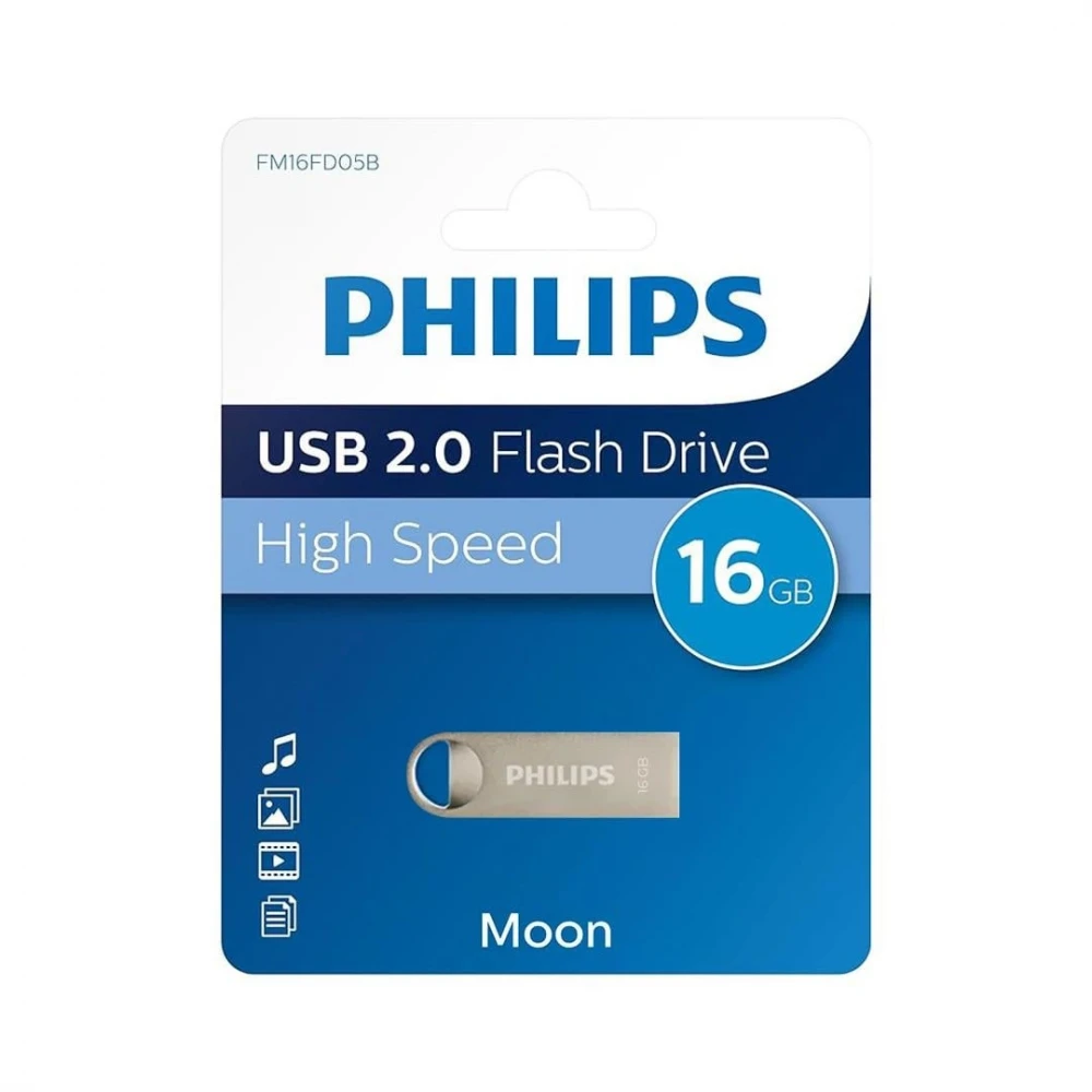 Flash Bellek 16GB Klasik Gümüş Moon USB 2.0 Metal