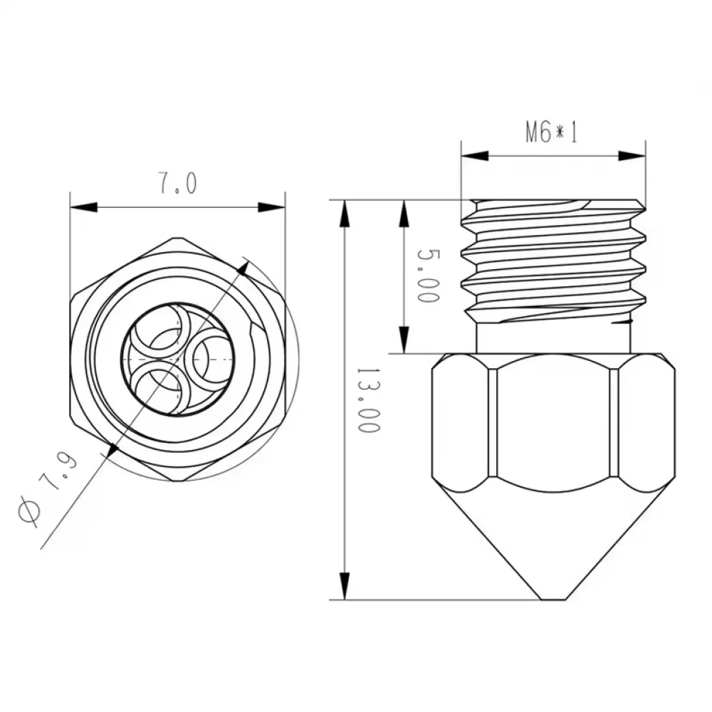 MK8 CHT Sertleştirilmiş Çelik Nozzle 0.6mm
