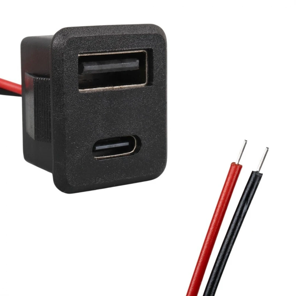 Pano Tip Kare Type-C + USB Şarj Soketi Bağlantı Modülü