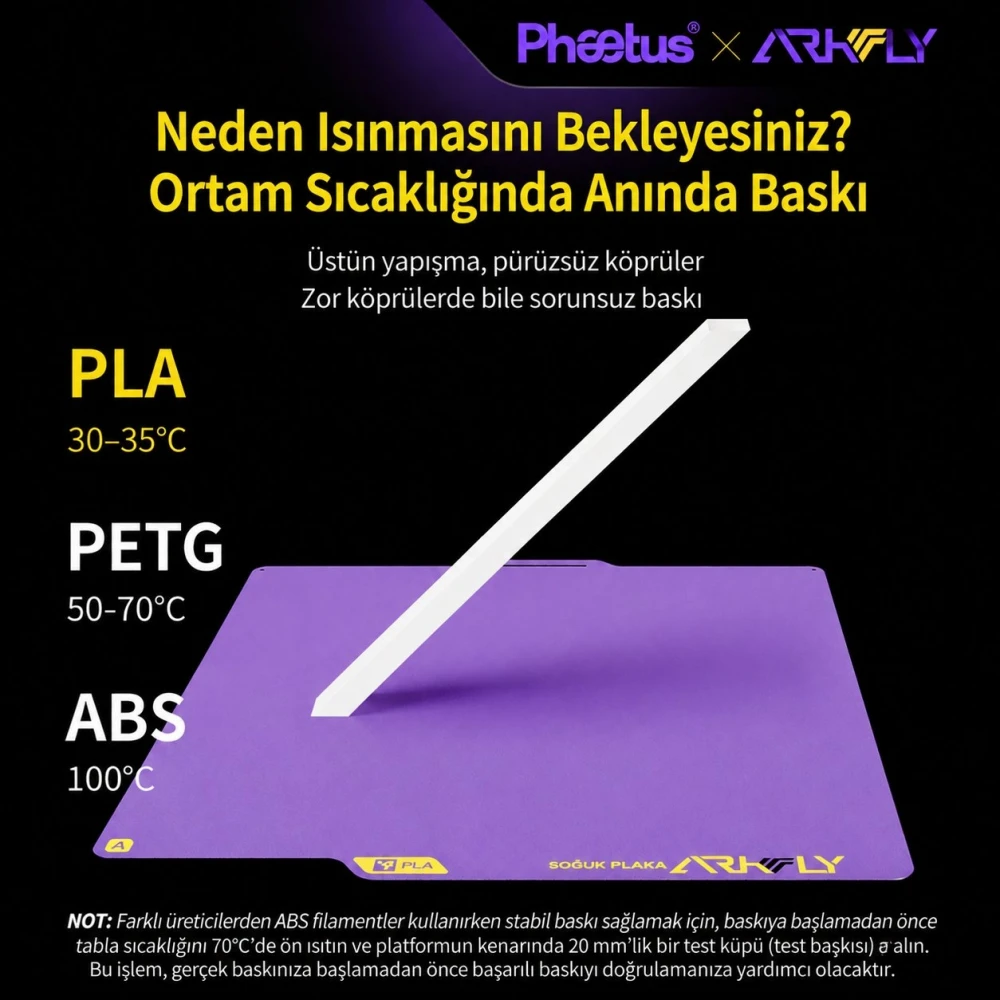 Phaetus U1 POPWEB Cool Plate 270x270 mm - Snapmaker U1 Baskı Tablası
