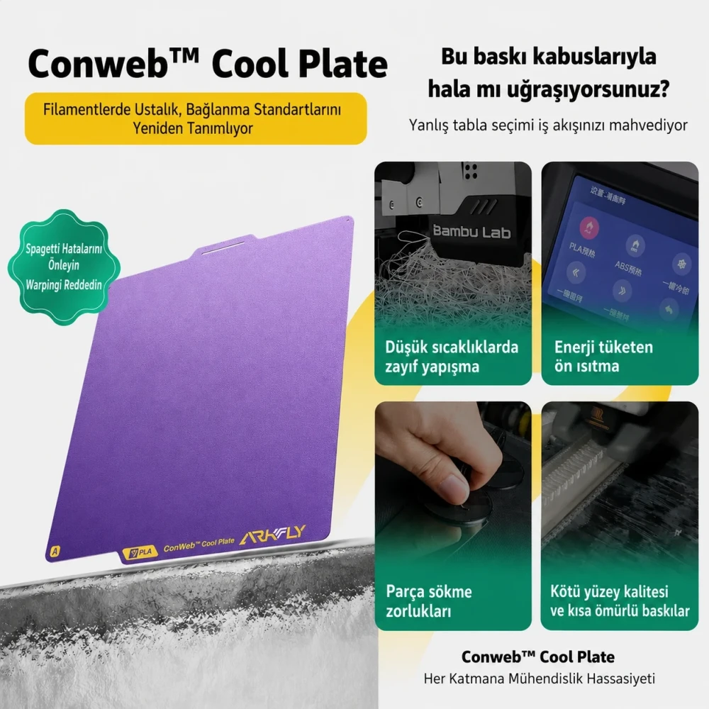 Phaetus X1/P1/A1 Popweb Cool Plate 256×256 mm - Bambu Lab Baskı Tablası