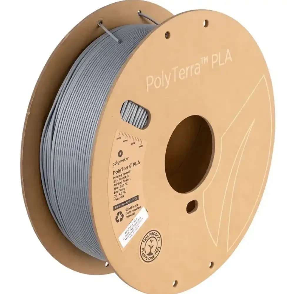 Polymaker PolyTerra Matte PLA Filament - Fossil Grey