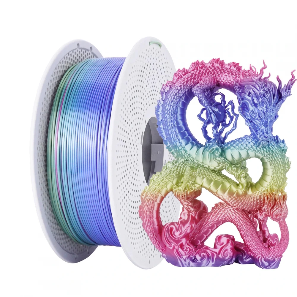RhinoLab PLA Silk Filament - Rainbow (Rose Red+Yellow+Blue)