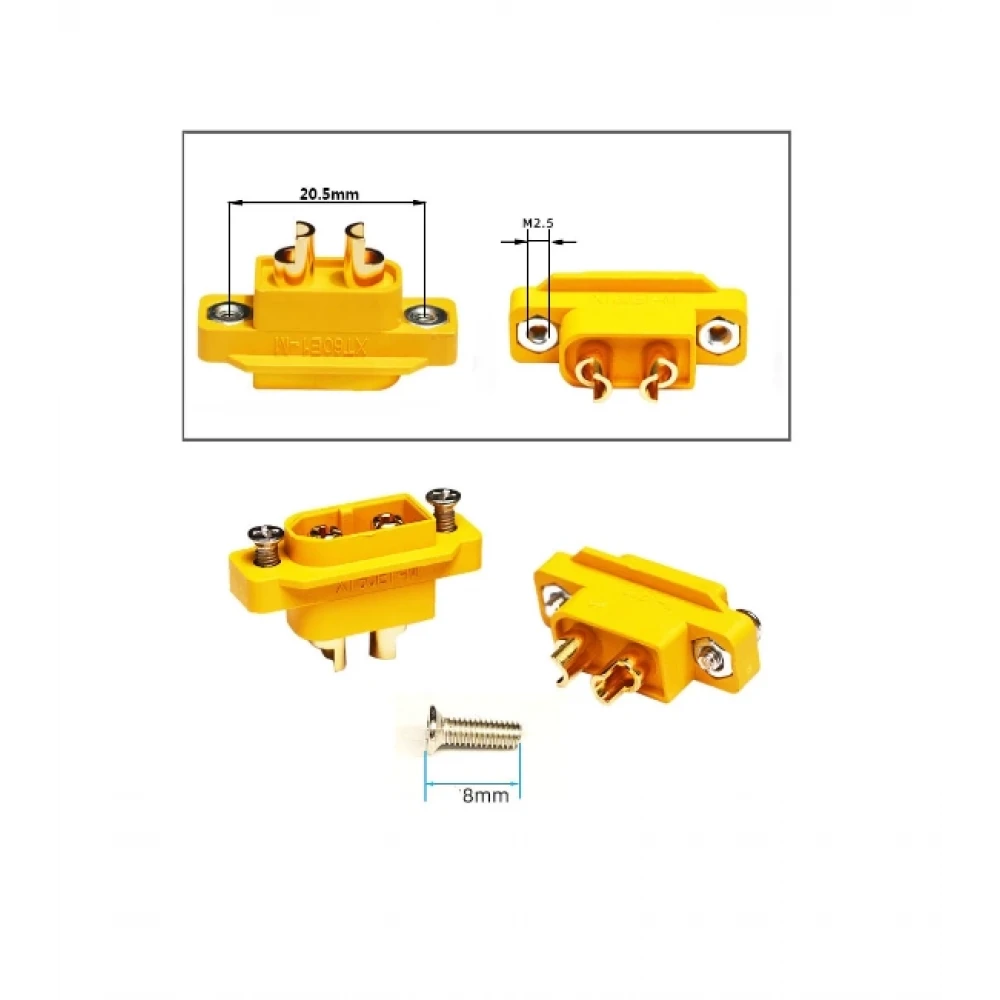 XT60E Erkek Konnektör - Panel Bağlantılı