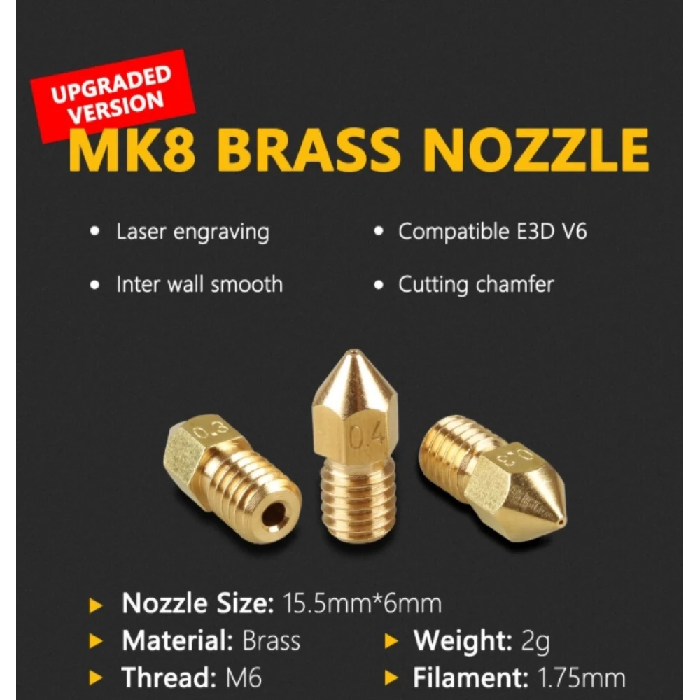 Yeni MK8 Pirinç Nozzle 0.5mm