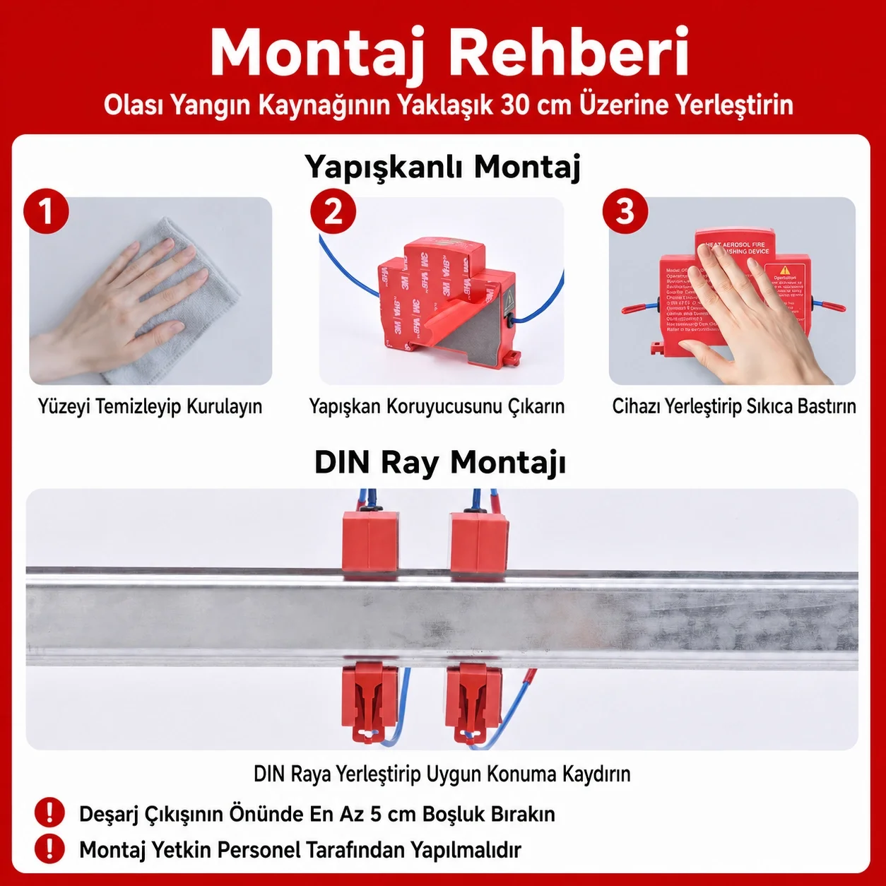 PanaTüpü 20 gr yapışkanlı ve DIN ray pano montaj rehberi