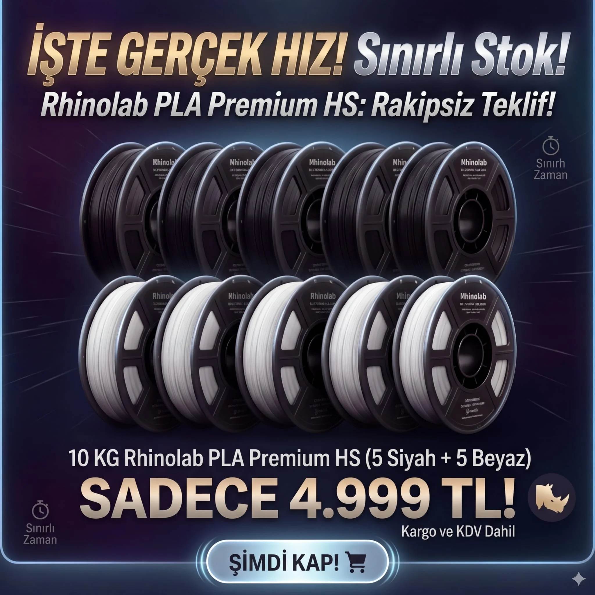 10 KG Rhinolab PLA Premium HS Mega Paket Kampanyası