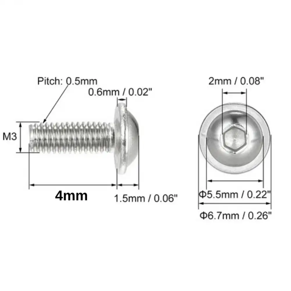 Bombe Baş Pullu M3x4 Civata