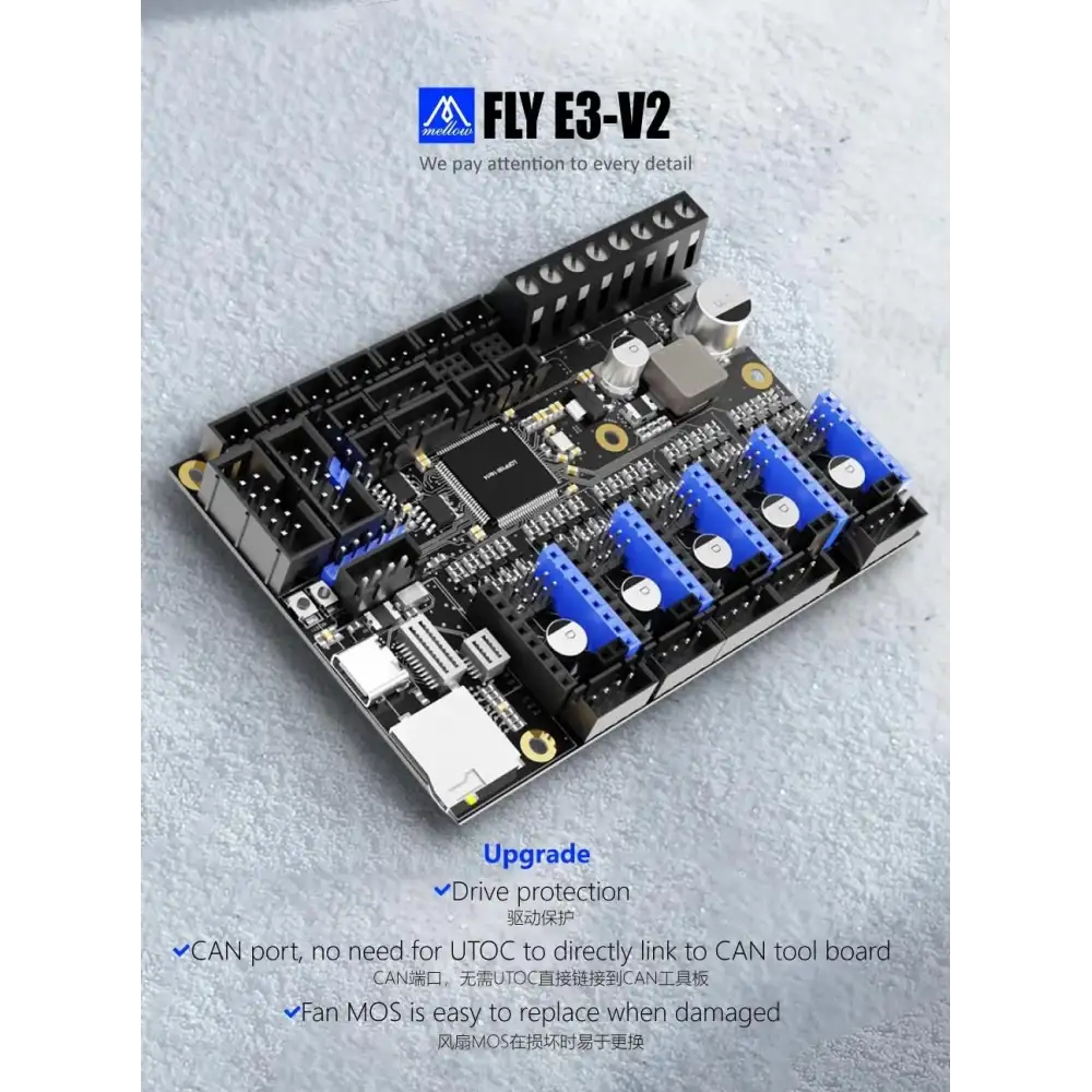 Mellow FLY E3 V2.0 32Bit, 5 Sürücülü 3D Yazıcı Anakartı