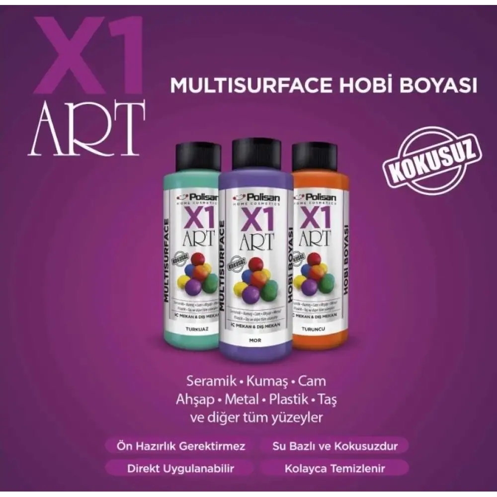 Polisan X1 Art Multisurface Akrilik Boya 120 ml (Tüm Renkler)