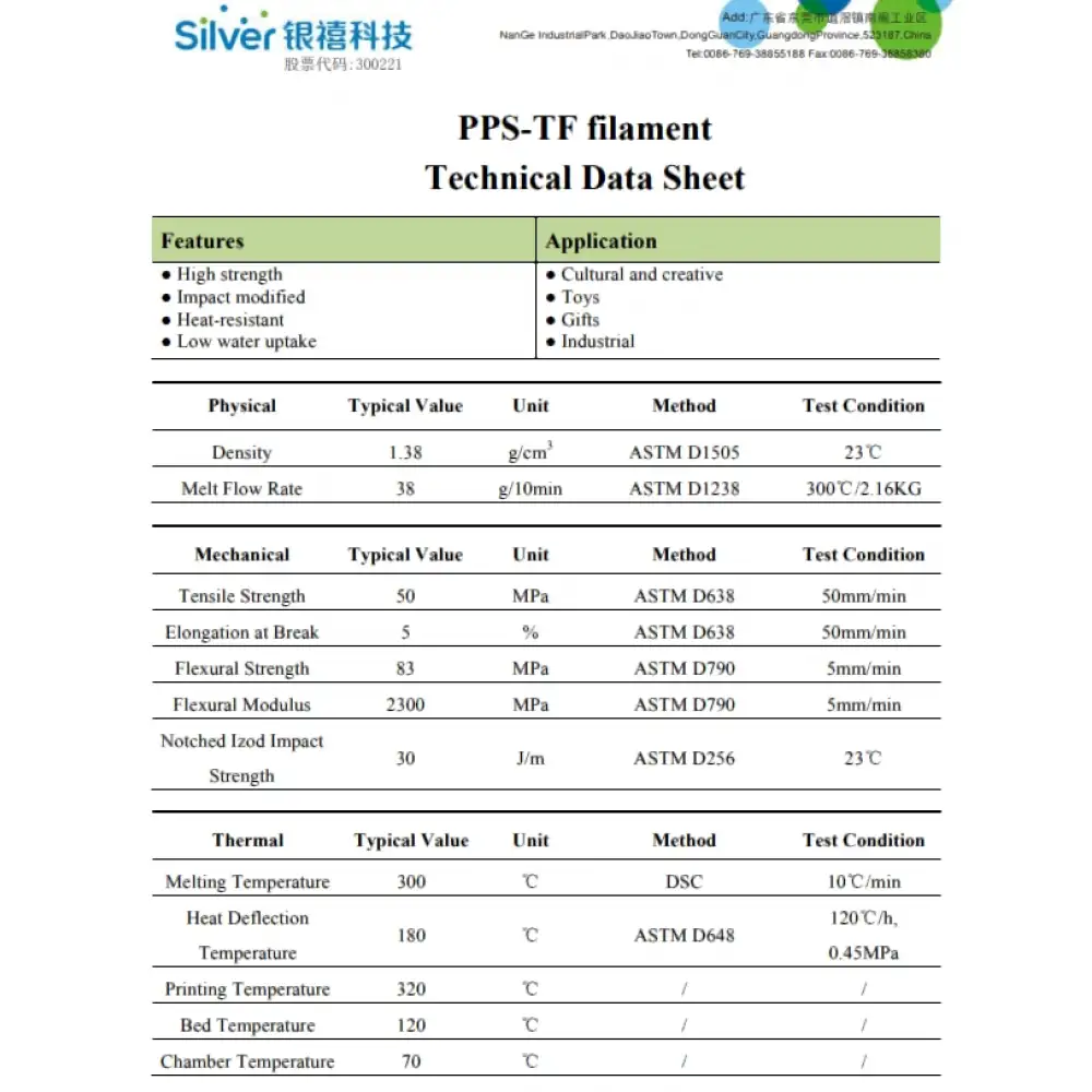 Silver3D PPS-TF Filament (1.75mm / 1Kg)