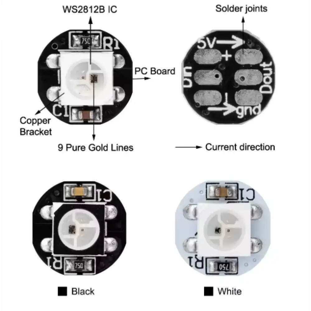 WS2812B Neopixel Led Çip 5050 Adreslenebilir SMD RGB LED