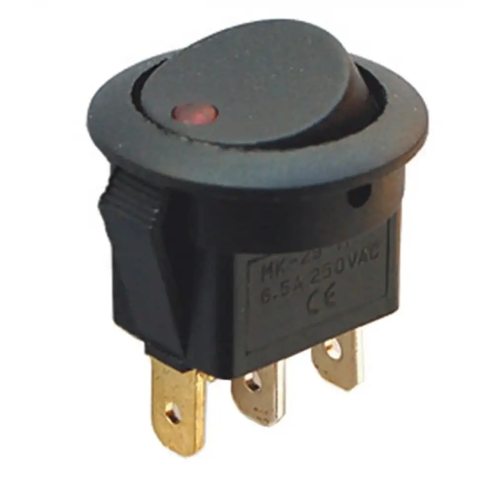 Yuvarlak 3 Pinli 220 Volt Nokta Işıklı Açma-Kapama Anahtarı(IC-132)