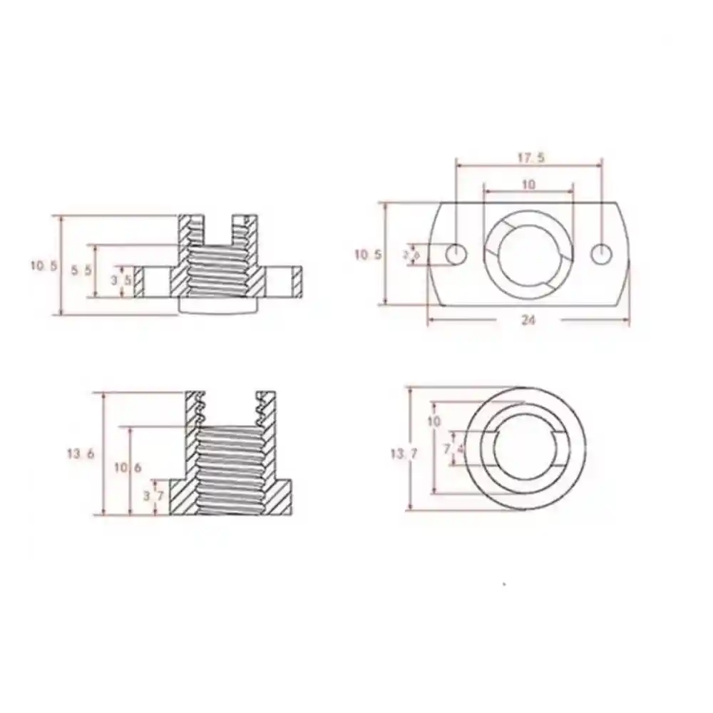 Ender 3 Pirinç Trapez Yaylı Somunu