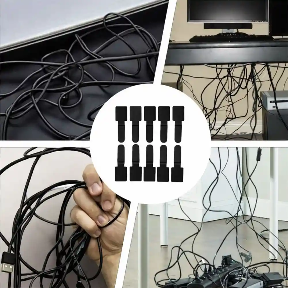SiyahYapışkanlı 10lu Kablo Düzenleyici