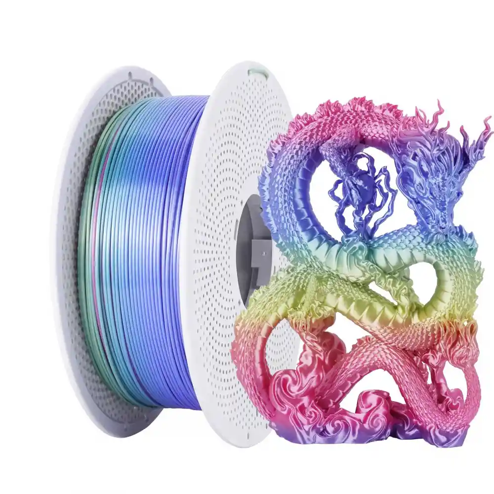 RhinoLab PLA Silk Filament - Rainbow (Rose Red+Yellow+Blue)