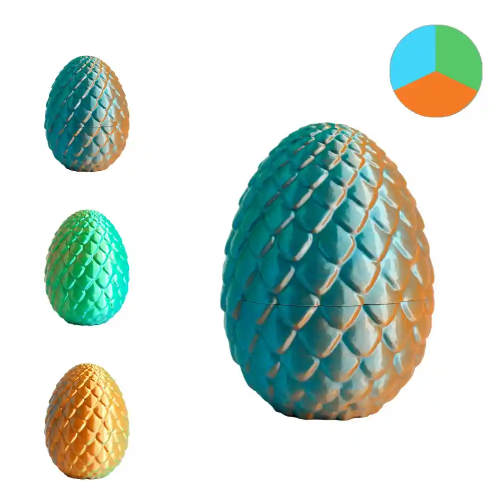 RhinoLab Silk PLA Mystic 3 Renkli Filament - Sky Blue Orange Green