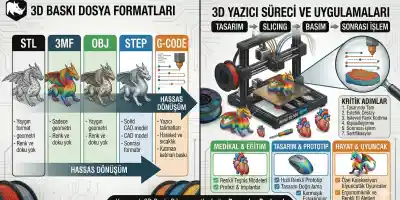 3D Baskı Dosya Formatları: STL, 3MF, OBJ, STEP ve G-code