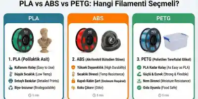 PLA vs ABS vs PETG: Hangi Filamenti Seçmeli?