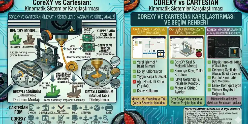 CoreXY vs Cartesian: Kinematik Sistemler Karşılaştırması