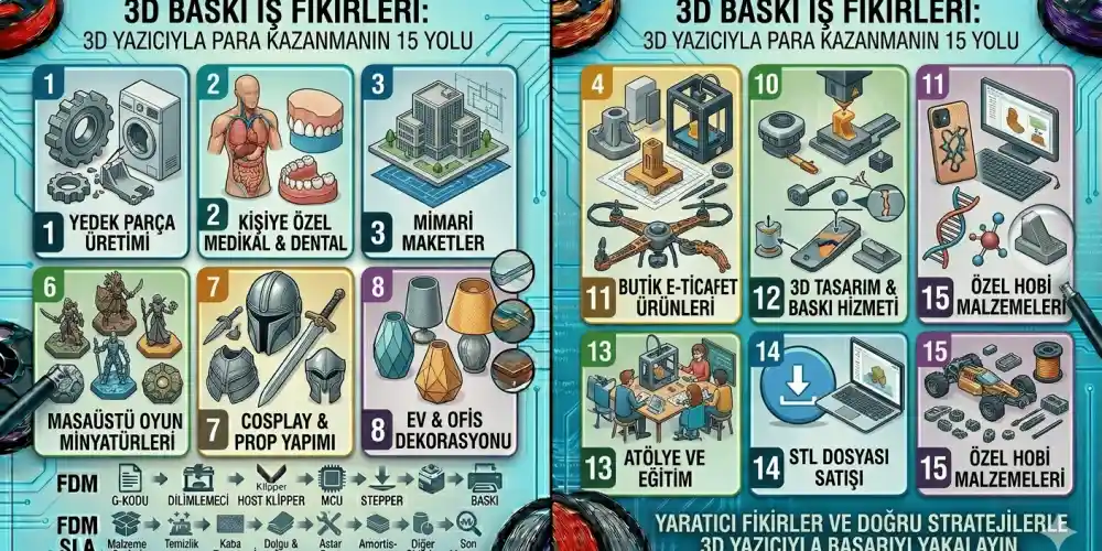 3D Baskı İş Fikirleri: 3D Yazıcıyla Para Kazanmanın 15 Yolu
