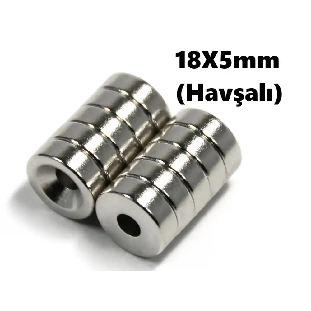 Yuvarlak Neodyum Mıknatıs 18X5mm (Havşalı)