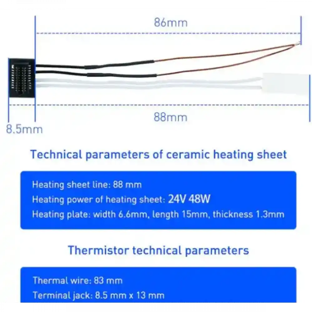 Bambu Lab P1P / P1S Uyumlu Termistör ve Isıtıcı Fişek