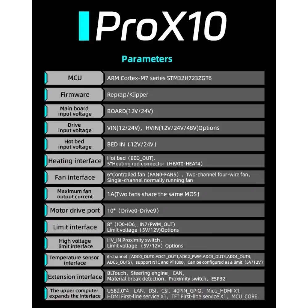 Mellow Fly ProX10 Klipper Destekli 10 Sürücülü Yazıcı Anakartı