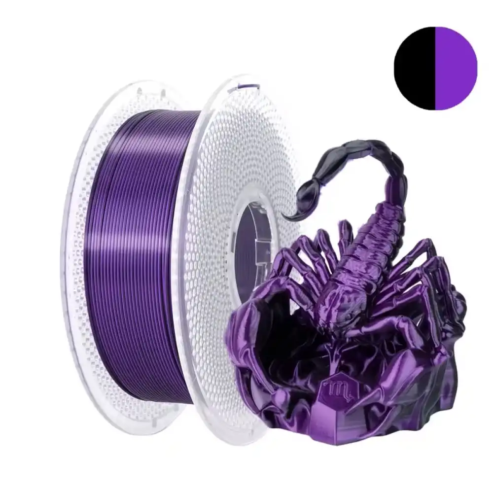 RhinoLab PLA Silk Dual Renk Filament - Black Purple