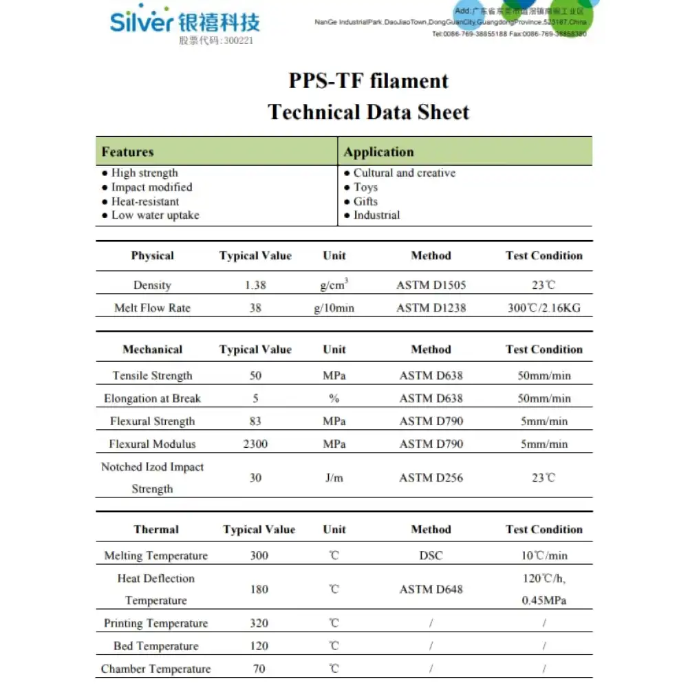 Silver3D PPS-TF Filament (1.75mm / 1Kg)