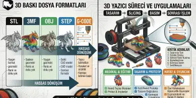 3D Baskı Dosya Formatları: STL, 3MF, OBJ, STEP ve G-code