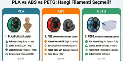 PLA vs ABS vs PETG: Hangi Filamenti Seçmeli?