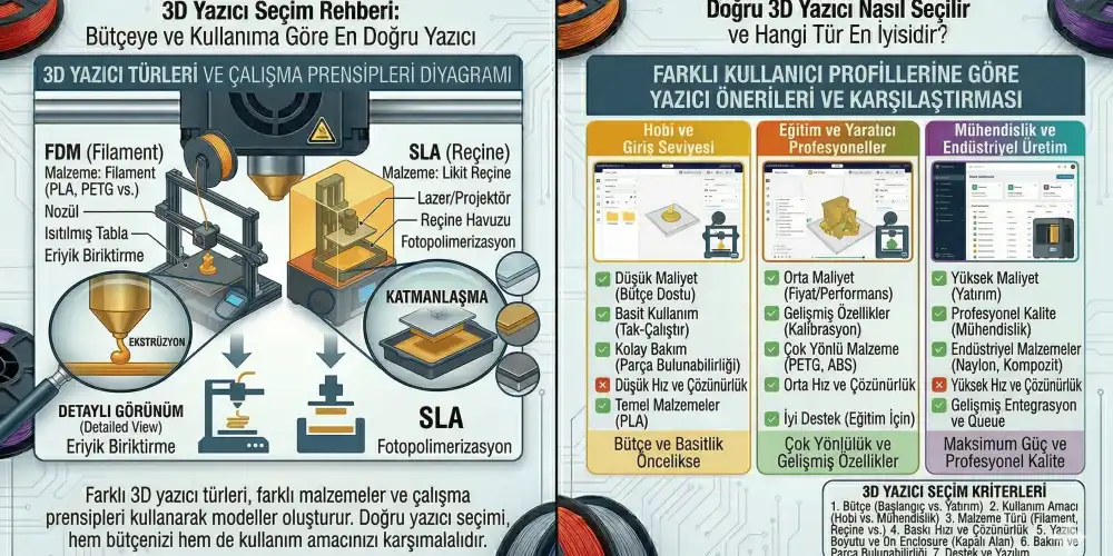 3D Yazıcı Seçim Rehberi: Bütçeye ve Kullanıma Göre En Doğru Yazıcı