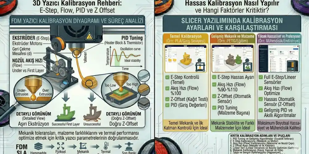 3D Yazıcı Kalibrasyon Rehberi: E-Step, Flow, PID ve Z Offset